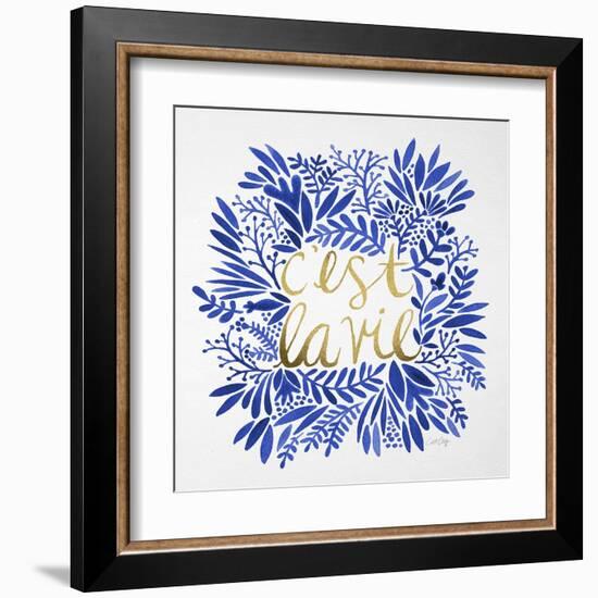 C'est La Vie in Navy and Gold-Cat Coquillette-Framed Art Print