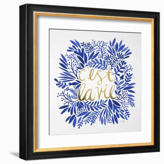 C'est La Vie in Navy and Gold-Cat Coquillette-Framed Art Print