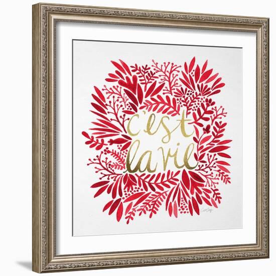 C'est La Vie in Red and Gold-Cat Coquillette-Framed Art Print