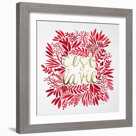 C'est La Vie in Red and Gold-Cat Coquillette-Framed Art Print