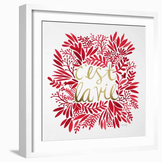 C'est La Vie in Red and Gold-Cat Coquillette-Framed Art Print