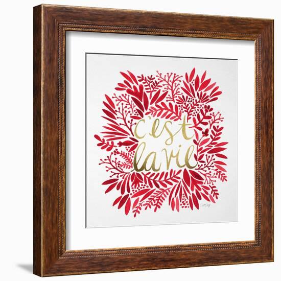 C'est La Vie in Red and Gold-Cat Coquillette-Framed Art Print