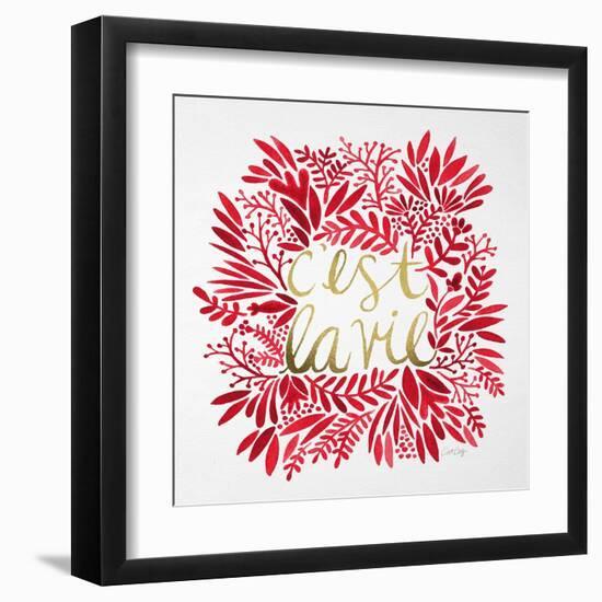 C'est La Vie in Red and Gold-Cat Coquillette-Framed Art Print