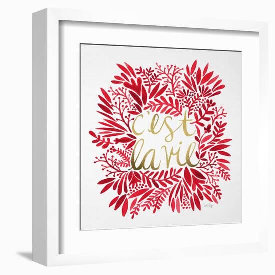 C'est La Vie in Red and Gold-Cat Coquillette-Framed Art Print