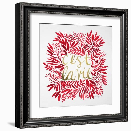 C'est La Vie in Red and Gold-Cat Coquillette-Framed Art Print