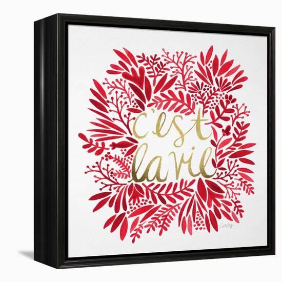 C'est La Vie in Red and Gold-Cat Coquillette-Framed Stretched Canvas