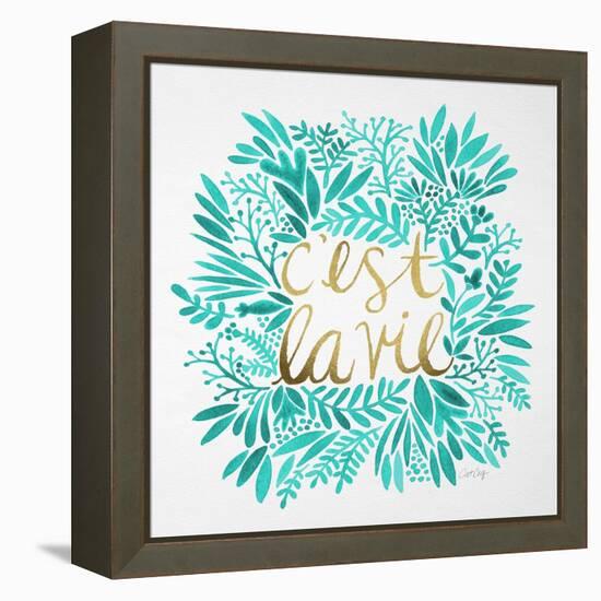 C'est La Vie in Turquoise and Gold-Cat Coquillette-Framed Stretched Canvas