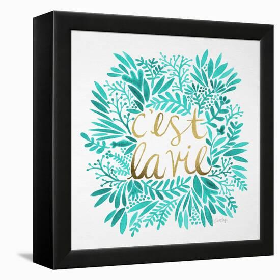 C'est La Vie in Turquoise and Gold-Cat Coquillette-Framed Stretched Canvas