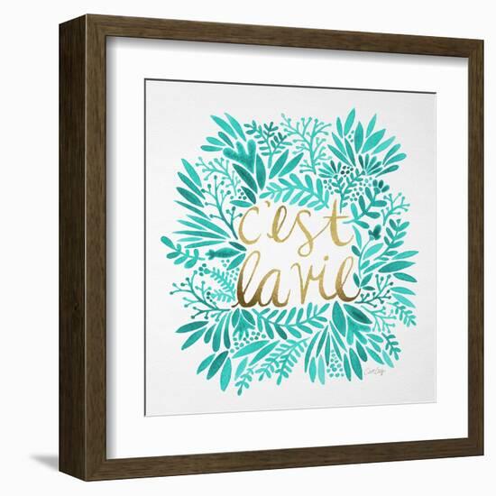 C'est La Vie in Turquoise and Gold-Cat Coquillette-Framed Art Print