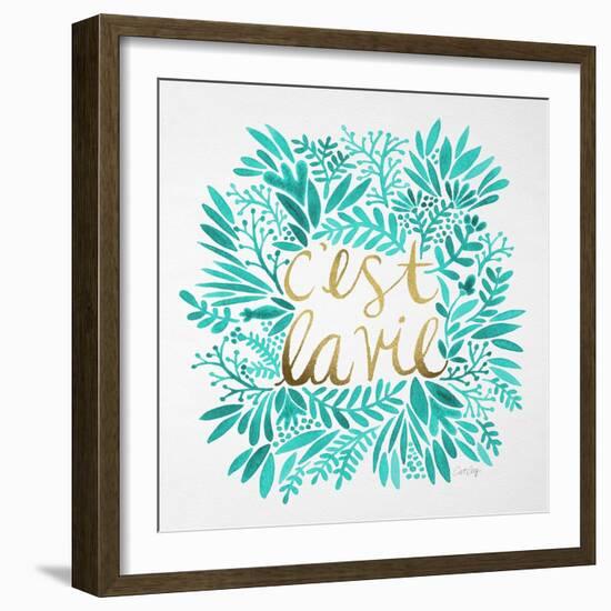 C'est La Vie in Turquoise and Gold-Cat Coquillette-Framed Premium Giclee Print