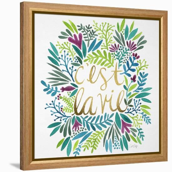 C'est La Vie in Watercolor-Cat Coquillette-Framed Stretched Canvas