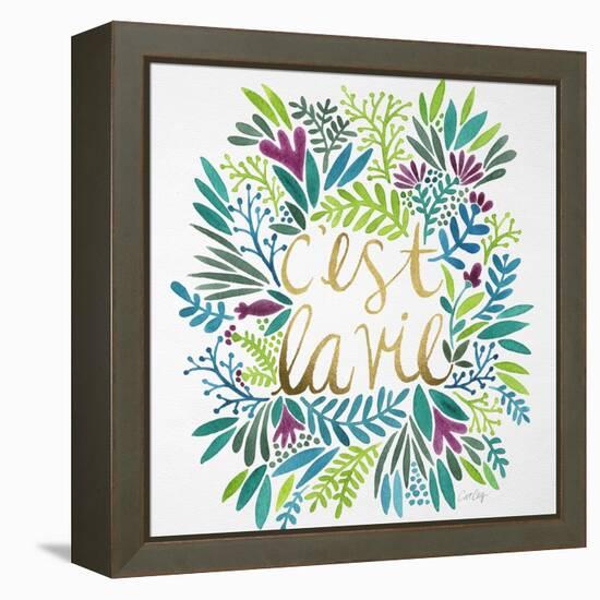 C'est La Vie in Watercolor-Cat Coquillette-Framed Stretched Canvas