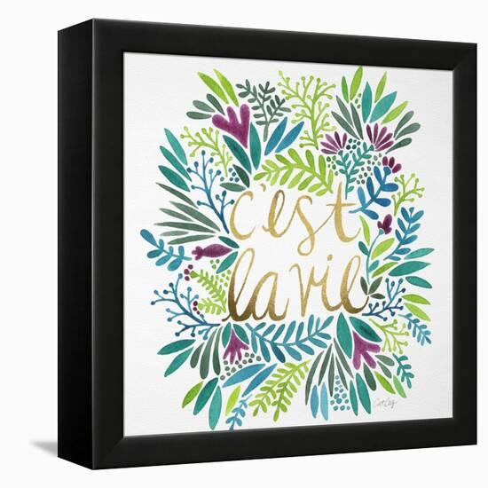 C'est La Vie in Watercolor-Cat Coquillette-Framed Stretched Canvas