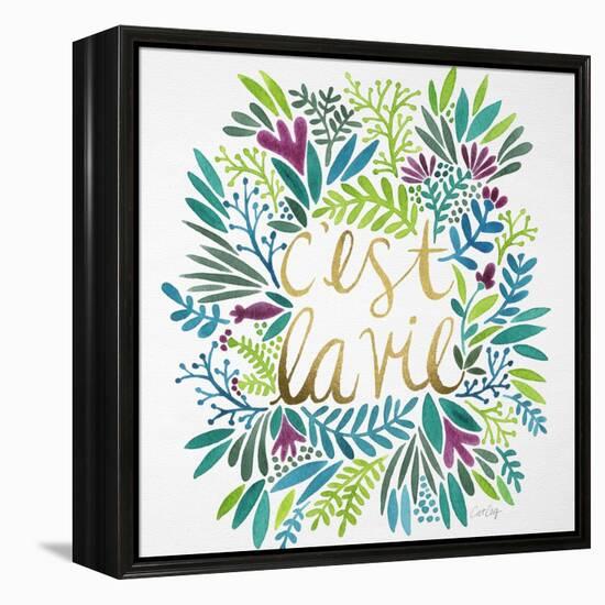 C'est La Vie in Watercolor-Cat Coquillette-Framed Stretched Canvas