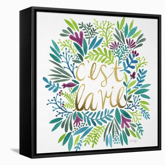 C'est La Vie in Watercolor-Cat Coquillette-Framed Stretched Canvas