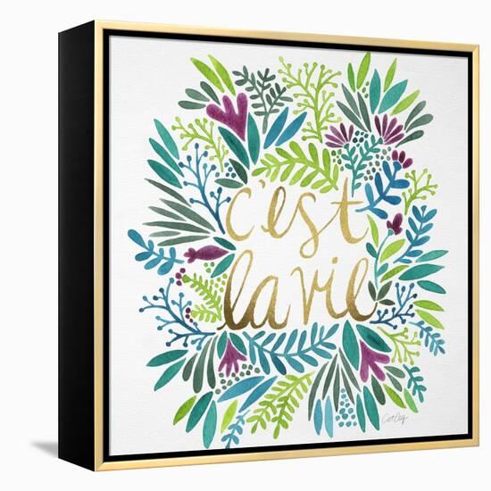 C'est La Vie in Watercolor-Cat Coquillette-Framed Stretched Canvas