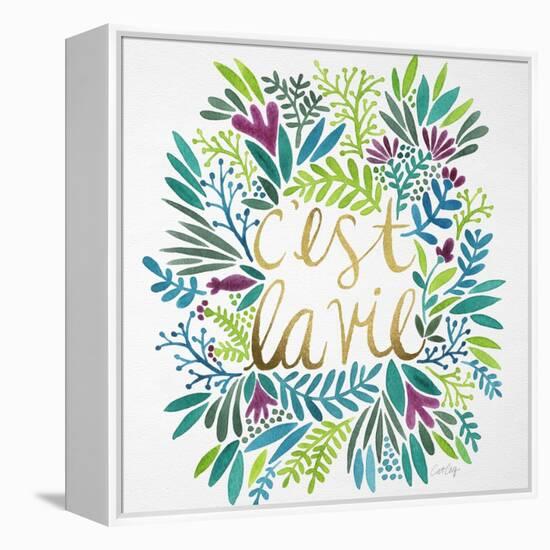 C'est La Vie in Watercolor-Cat Coquillette-Framed Stretched Canvas