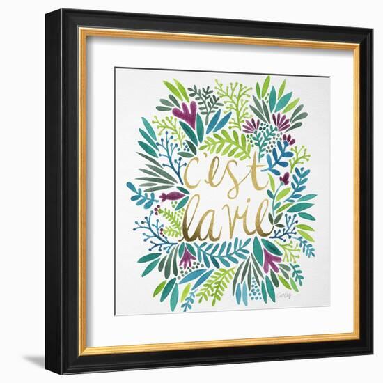 C'est La Vie in Watercolor-Cat Coquillette-Framed Art Print