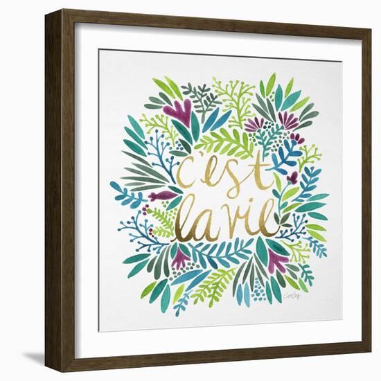 C'est La Vie in Watercolor-Coquillette Cat-Framed Art Print