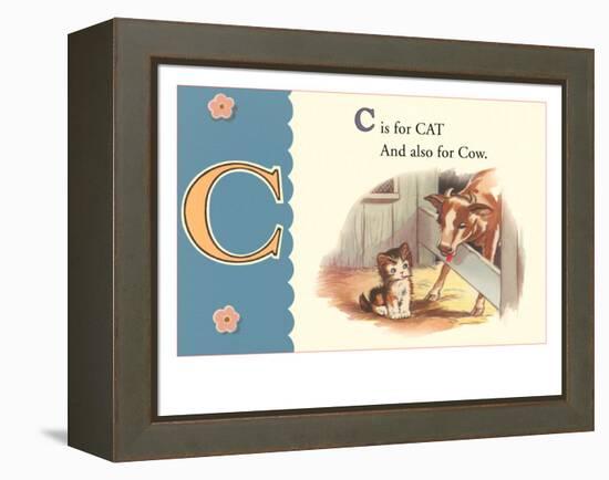 C is for Cat and also for Cow-null-Framed Stretched Canvas
