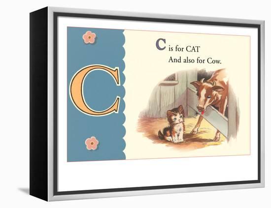 C is for Cat and also for Cow-null-Framed Stretched Canvas