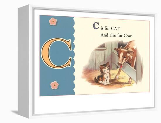 C is for Cat and also for Cow-null-Framed Stretched Canvas