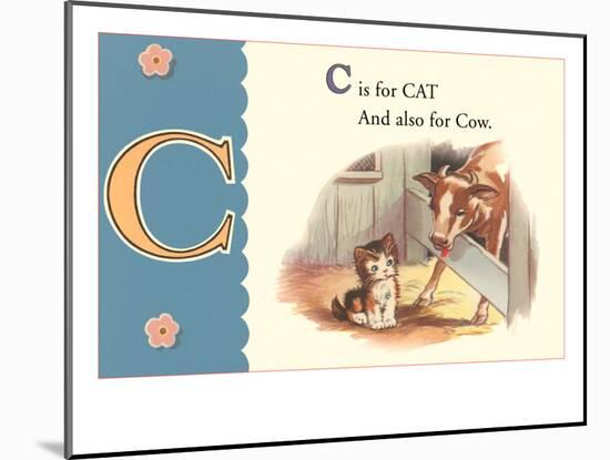 C is for Cat and also for Cow-null-Mounted Art Print