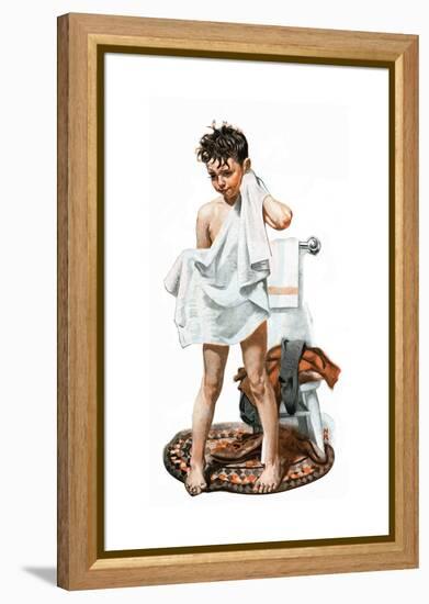 C-L-E-A-N (or Boy Drying Off after Bath)-Norman Rockwell-Framed Premier Image Canvas