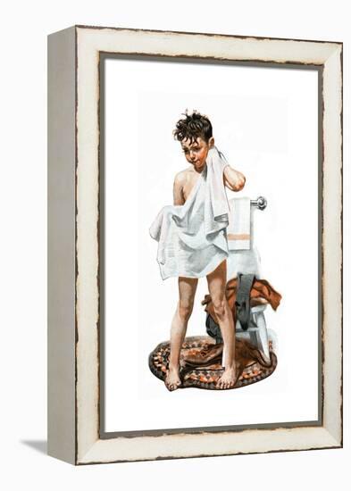 C-L-E-A-N (or Boy Drying Off after Bath)-Norman Rockwell-Framed Premier Image Canvas