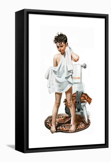 C-L-E-A-N (or Boy Drying Off after Bath)-Norman Rockwell-Framed Premier Image Canvas