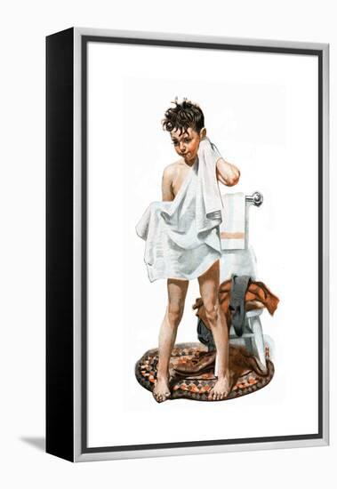 C-L-E-A-N (or Boy Drying Off after Bath)-Norman Rockwell-Framed Premier Image Canvas