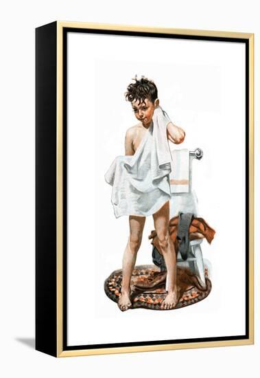 C-L-E-A-N (or Boy Drying Off after Bath)-Norman Rockwell-Framed Premier Image Canvas