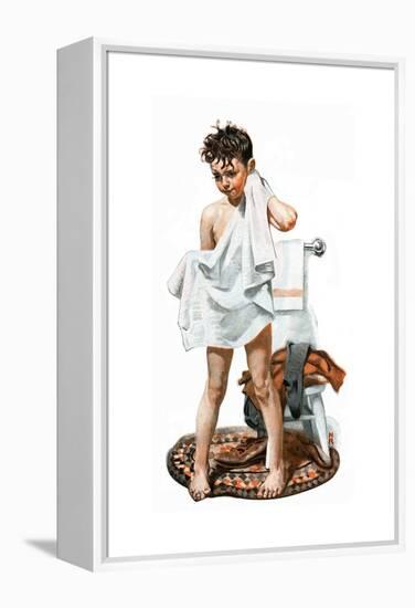 C-L-E-A-N (or Boy Drying Off after Bath)-Norman Rockwell-Framed Premier Image Canvas