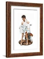 C-L-E-A-N (or Boy Drying Off after Bath)-Norman Rockwell-Framed Giclee Print