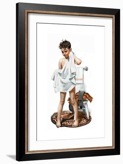 C-L-E-A-N (or Boy Drying Off after Bath)-Norman Rockwell-Framed Giclee Print