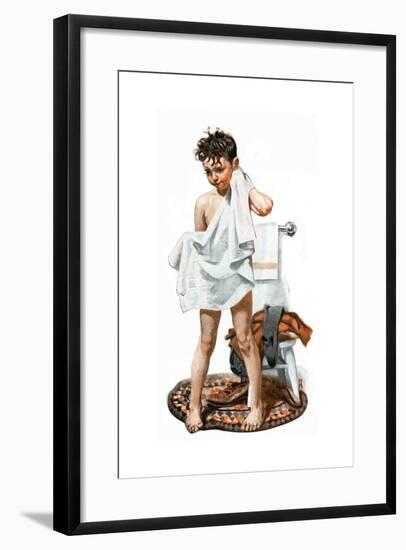 C-L-E-A-N (or Boy Drying Off after Bath)-Norman Rockwell-Framed Giclee Print