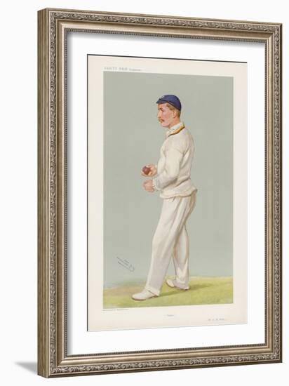 C M Wells English Cricketer Seen Here About to Bowl-Spy (Leslie M. Ward)-Framed Art Print