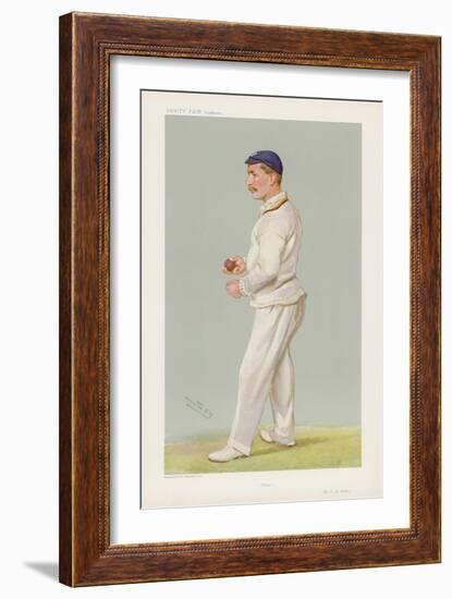 C M Wells English Cricketer Seen Here About to Bowl-Spy (Leslie M. Ward)-Framed Art Print