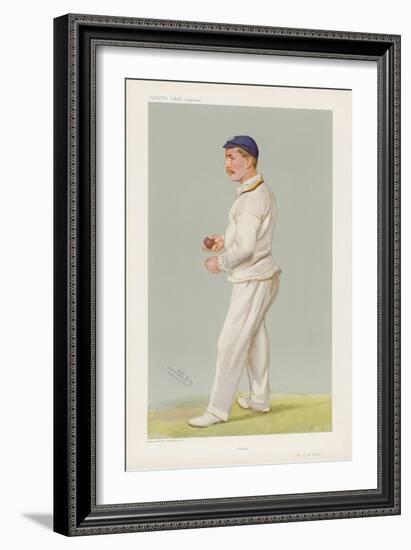 C M Wells English Cricketer Seen Here About to Bowl-Spy (Leslie M. Ward)-Framed Art Print