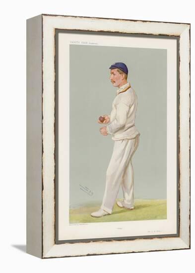 C M Wells English Cricketer Seen Here About to Bowl-Spy (Leslie M. Ward)-Framed Stretched Canvas