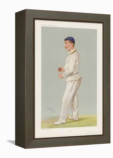 C M Wells English Cricketer Seen Here About to Bowl-Spy (Leslie M. Ward)-Framed Stretched Canvas