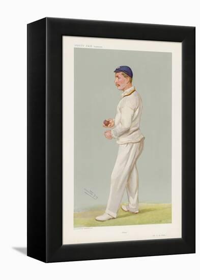 C M Wells English Cricketer Seen Here About to Bowl-Spy (Leslie M. Ward)-Framed Stretched Canvas