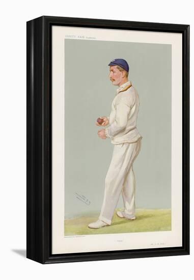 C M Wells English Cricketer Seen Here About to Bowl-Spy (Leslie M. Ward)-Framed Stretched Canvas