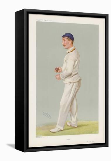 C M Wells English Cricketer Seen Here About to Bowl-Spy (Leslie M. Ward)-Framed Stretched Canvas