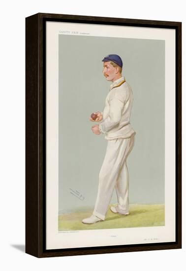 C M Wells English Cricketer Seen Here About to Bowl-Spy (Leslie M. Ward)-Framed Stretched Canvas