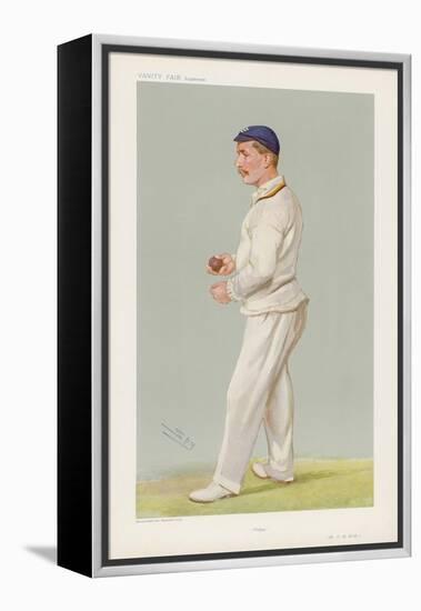 C M Wells English Cricketer Seen Here About to Bowl-Spy (Leslie M. Ward)-Framed Stretched Canvas