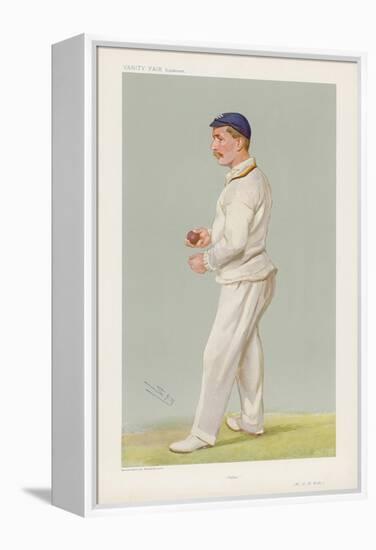 C M Wells English Cricketer Seen Here About to Bowl-Spy (Leslie M. Ward)-Framed Stretched Canvas