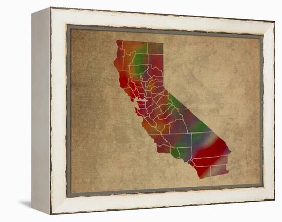 CA Colorful Counties-Red Atlas Designs-Framed Premier Image Canvas