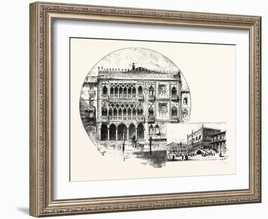 Ca' D'Oro Palace on the Grand Canal (Left) Palace of the Doges (Right) Venice-null-Framed Giclee Print