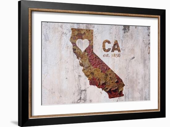 CA Rusty Cementwall Heart-Red Atlas Designs-Framed Giclee Print